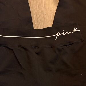 PINK Victoria's Secret Black Leggings with White Script